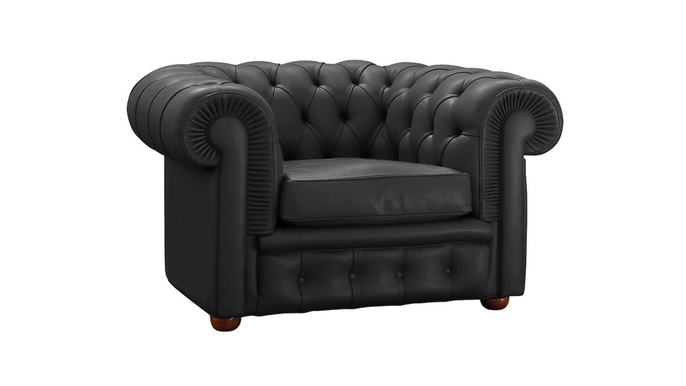 Chester armchair with leather covering classic design