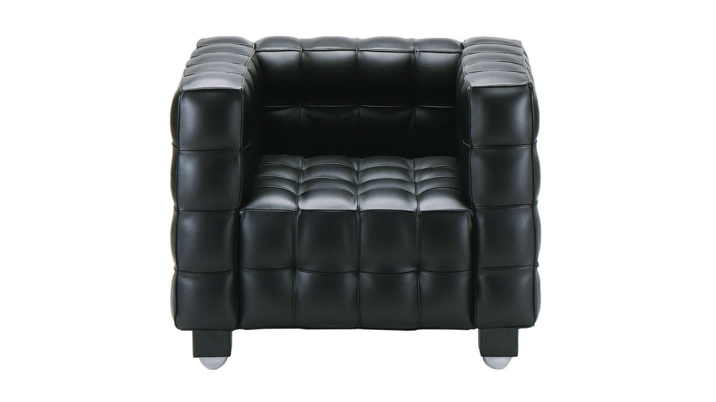 Kubus armchair with leather covering classic design