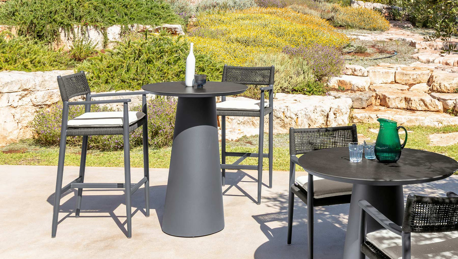 Dolcevita alu barset: tisch + 2 hocker