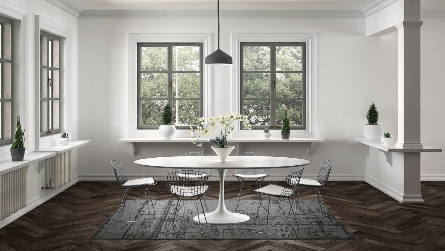 TULIP Tisch mit ausziehbare Tischplatte aus Laminat