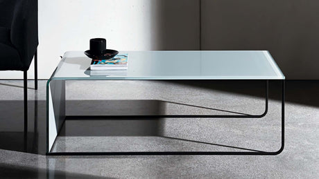 Nido coffee table design in glass and polished chrome 2