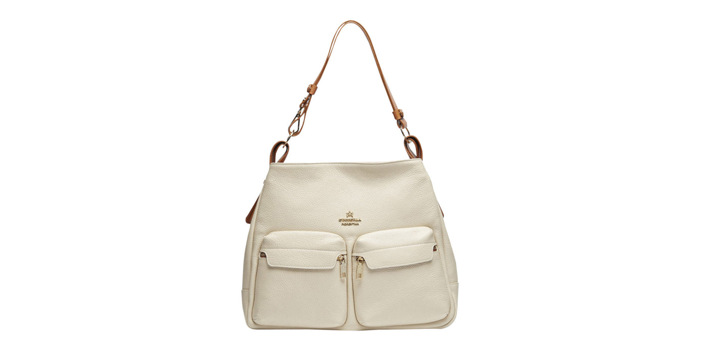 VELVET Large shoulder bag with three external pockets