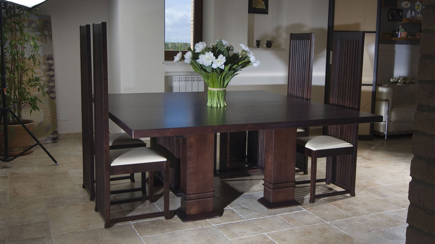 Allen table carré en bois massif de cerisier (réédition)