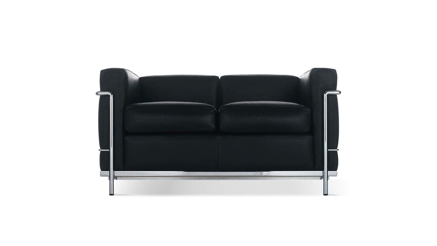 LC2 sofa high comfort, small model, two seats, by Cassina