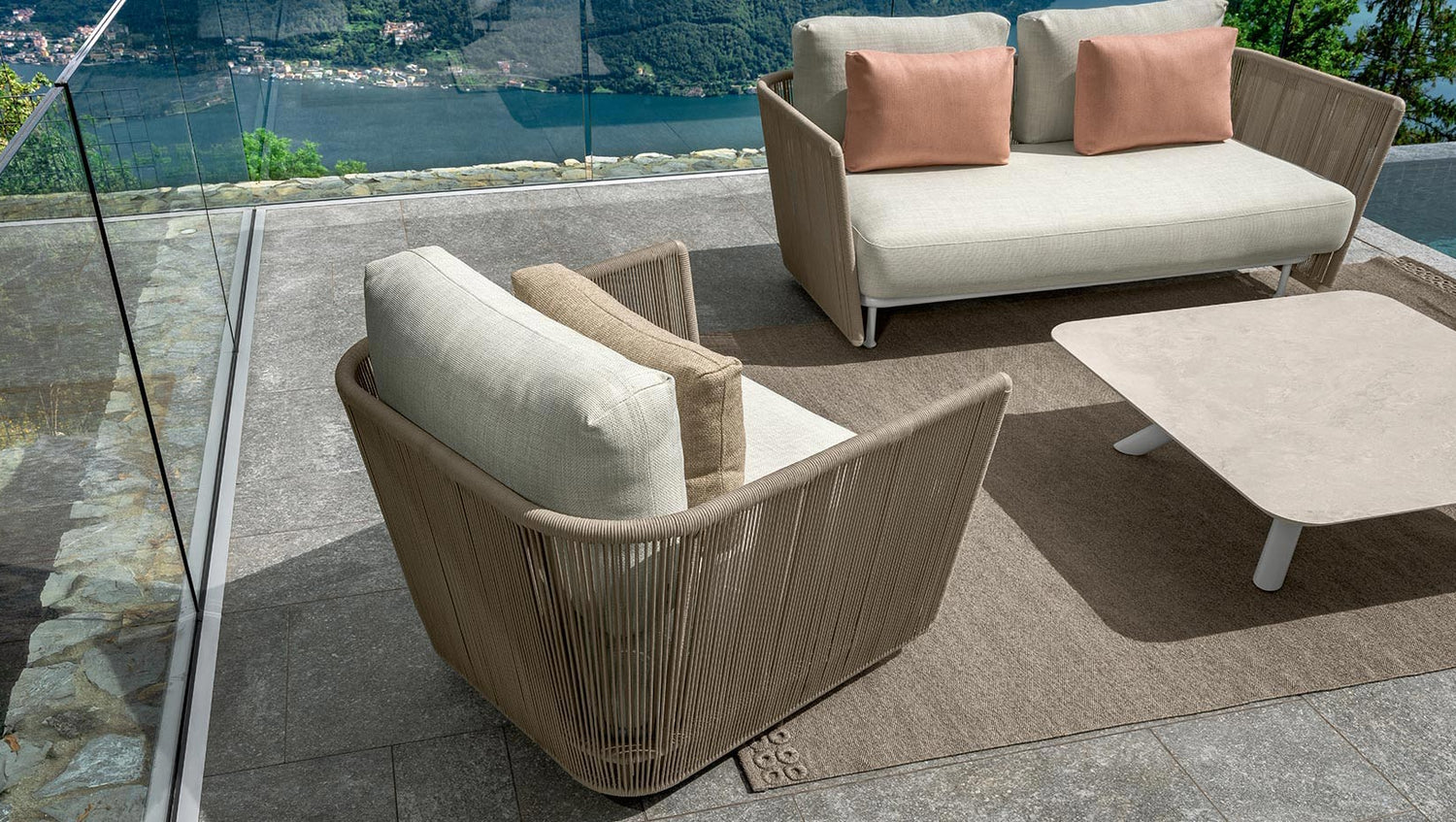 Coral outdoor living armchair