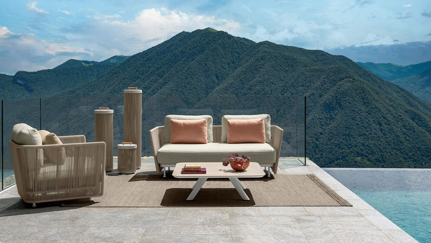 Coral outdoor living armchair