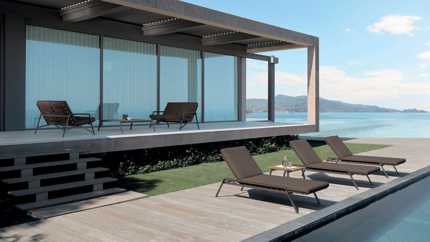 COTTAGE Collection-Chaise longue structure en aluminium de jardin 3