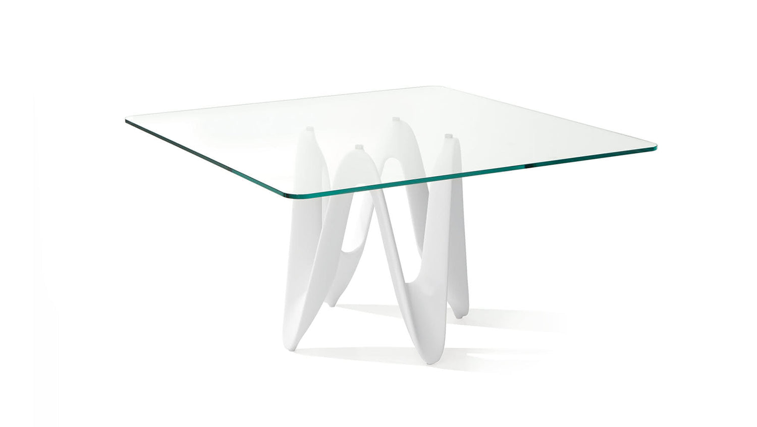Lambda Square Table minimal design with glass top 1