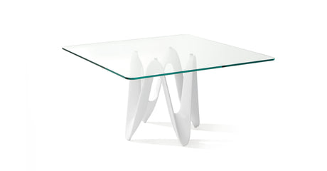 Lambda Square Table minimal design with glass top 1