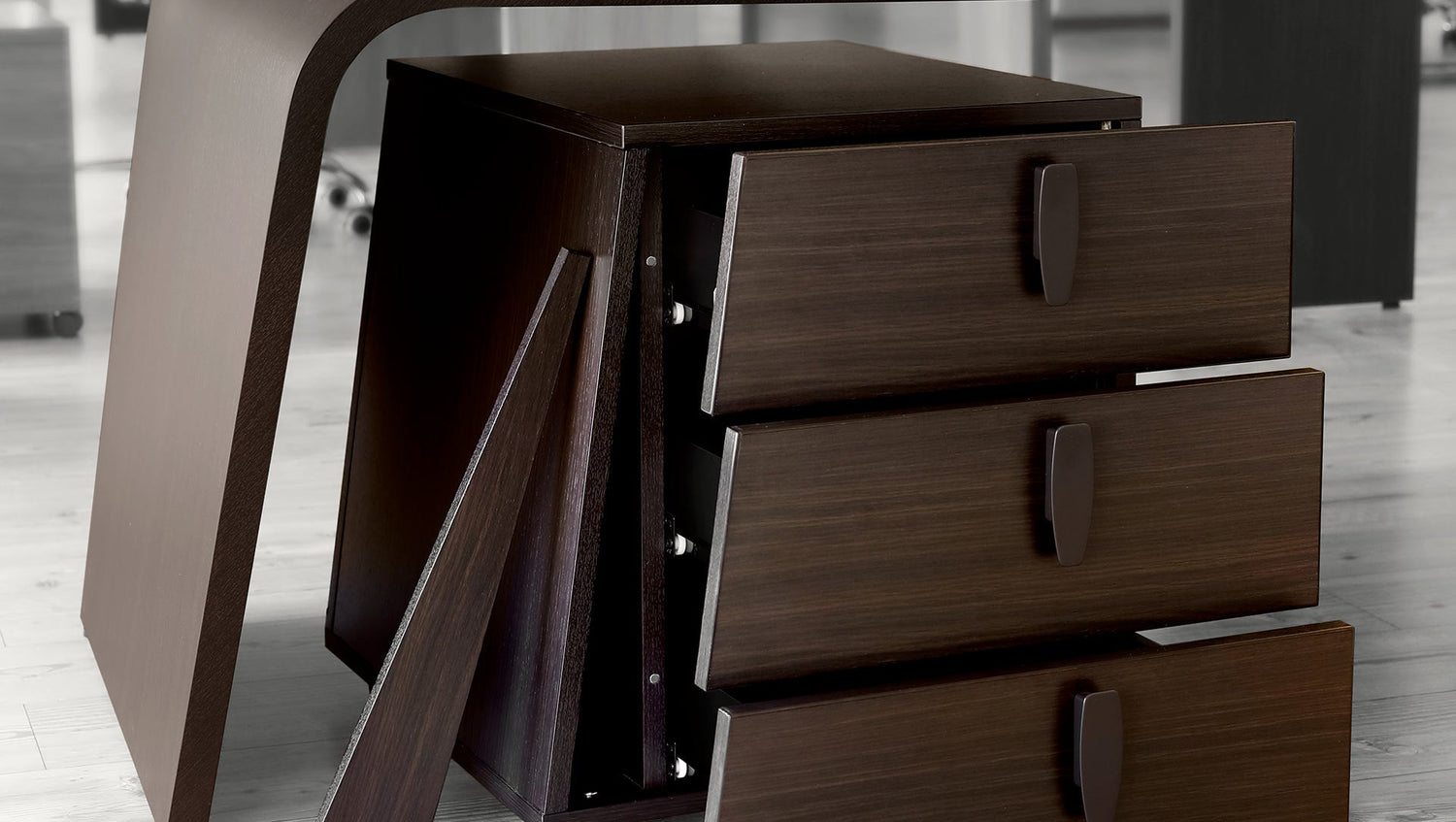 LARUS Caisson incliné sur roues en gauche avec amotisseur et à 3 tiroirs