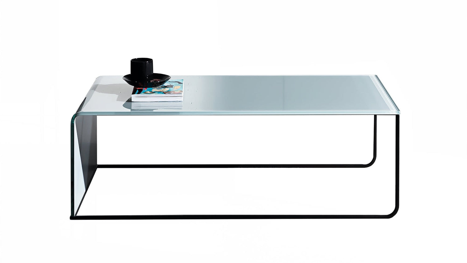 Nido coffee table design in glass and polished chrome 5